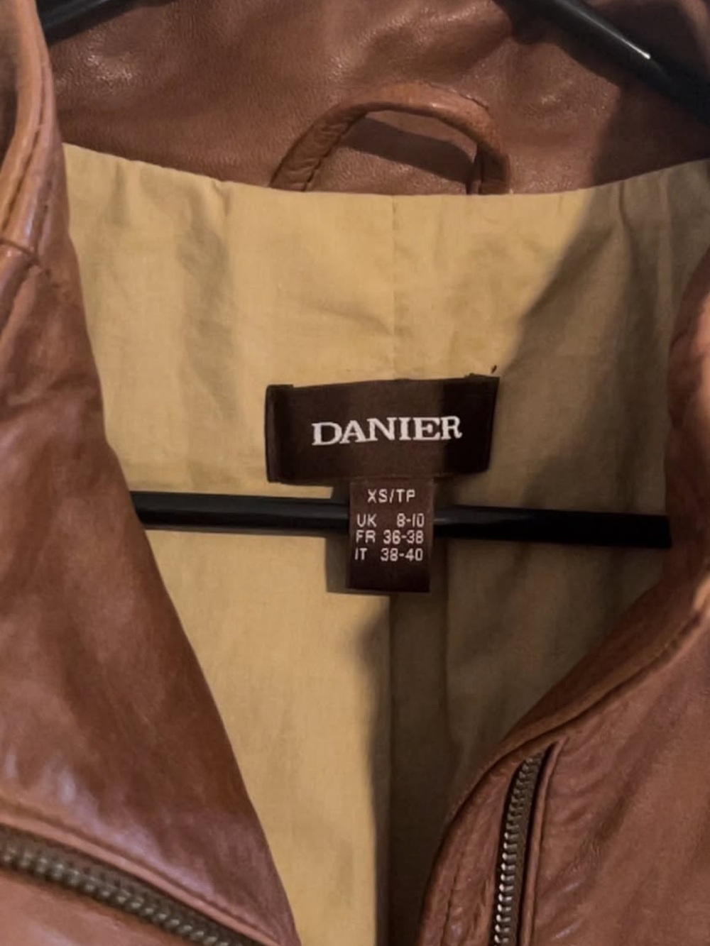 Danier Cognac Brown Leather Moto Jacket